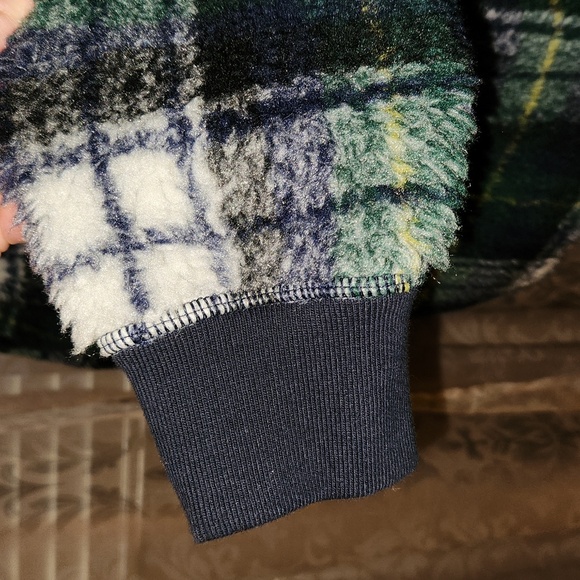 J. Crew Nordic sherpa fleece jacket in tartan Blue Green  Small NWT - Picture 7 of 9